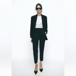 Zara High Waist Black Ankle Length Pants, Sz Medium